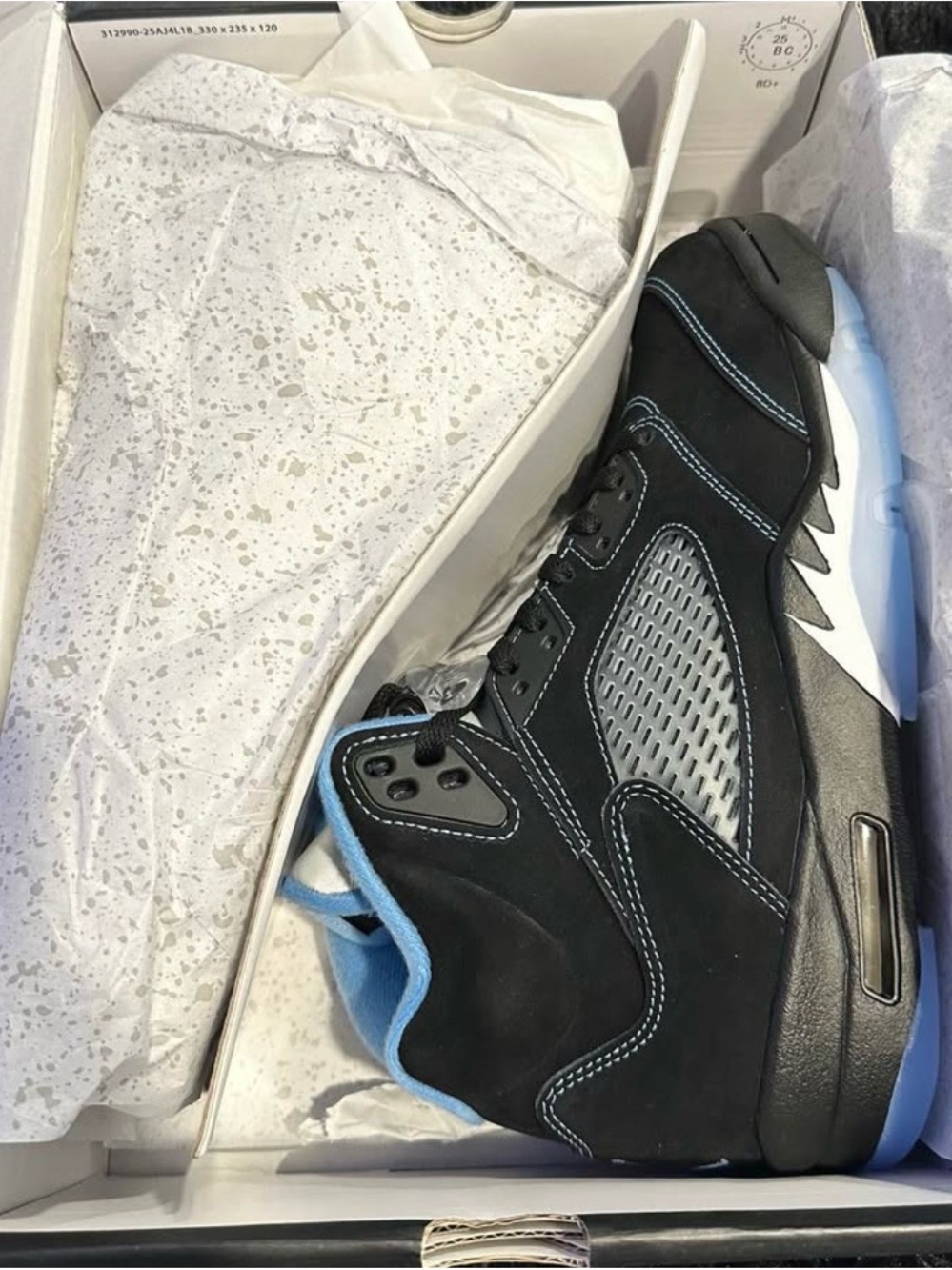 Black and Light Blue Men's High-Top Sneakers